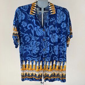 Corona Extra Hawaiian Shirt Mens XL Short‎ Sleeve Button Up Festive Funky Unique